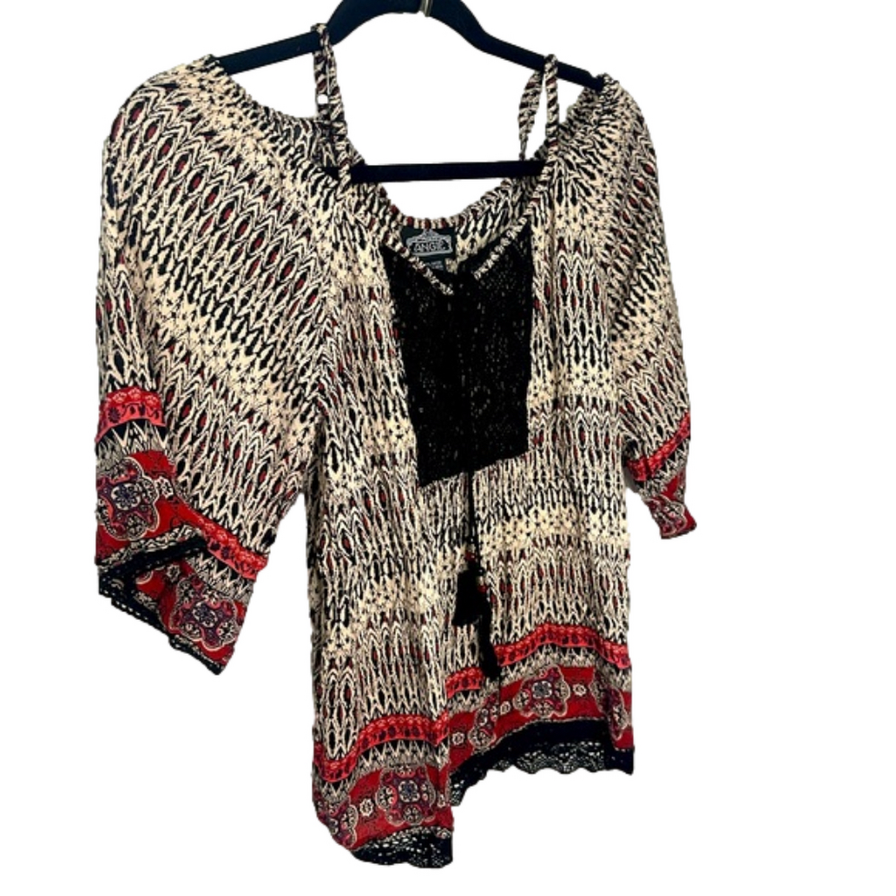 Angie size small open shoulder western top NWT